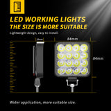 Super Bright 48W 16 LED Working Light, IP67 Waterproof 9-30V for Truck 4x4 SUV ATV, Flood Spot Combo Beam, Durable Work Light
