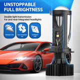 H4 LED Projector Headlight Bulb 6000K White Super Bright 90W 12000LM Mini Lens Design Plug & Play for Cars Trucks SUVs