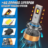 H1 H4 H7 H11 9005 9006 9012 HB4 HB3 LED Headlight Bulbs 6000K White Super Bright 140W 18000LM 4 COPPER TUBE HEAT DISSIPATION Plug-and-Play for Toyota Honda Ford