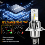 All-in-One H4 H1 H7 H11 9005 9006 LED Conversion Kit, 300% Brighter Than Halogen, 56W 7600LM 6000K Daylight White, Non-Polarity, Easy Installation for Off-Road Vehicles