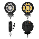 4.33 Inch Round LED Working Light DRL, 9-30V 21W IP67 Waterproof Low Profile Design, Combo Beam Offroad Working Lamp for Car Grille Bumper Mount 4X4 Vehicles