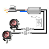 LED Motorcycle Spotlight IP67 Waterproof, 9-30V Universal, 20W 2000LM High/Low Beam, Dual Color White+Amber, Universal for Motorbike Scooter Off-Road Vehicles