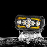5.04 Inch Rectangle LED Working Light DRL Dual Color White + Yellow, 28W 9-30V 2800LM IP67 Waterproof Low Profile Design, Combo Beam Offroad Working Lamp for Car Grille Bumper Mount 4X4 Vehicles