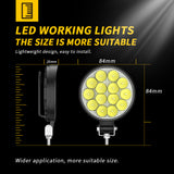 LED Working Light for Truck, 9-30V 14 LED 42W Universal, IP67 Waterproof, Spot Beam, Durable Aluminum Housing