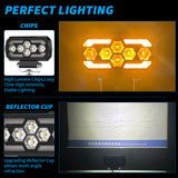 5.04 Inch Rectangle LED Working Light DRL Dual Color White + Yellow, 28W 9-30V 2800LM IP67 Waterproof Low Profile Design, Combo Beam Offroad Working Lamp for Car Grille Bumper Mount 4X4 Vehicles