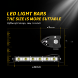 7.09 Inch Heat Resistant Single Row Off Road Bar, 18W Spot Beam 1800LM 9-30V IP67 Waterproof High Temp Proof LED Bar, Fast Heat Dissipation, for Long Time Continuous Off-Road Driving Vehicles