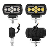 5.04 Inch Rectangle LED Working Light DRL Dual Color White + Yellow, 28W 9-30V 2800LM IP67 Waterproof Low Profile Design, Combo Beam Offroad Working Lamp for Car Grille Bumper Mount 4X4 Vehicles