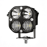 LED Motorcycle Spotlight IP67 Waterproof, 19W 1900LM 9-30V Fit, White/Yellow Dual Beam, Dustproof Shockproof, Off-Road Essential