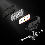 5.04 Inch Rectangle LED Working Light DRL Dual Color White + Yellow, 28W 9-30V 2800LM IP67 Waterproof Low Profile Design, Combo Beam Offroad Working Lamp for Car Grille Bumper Mount 4X4 Vehicles