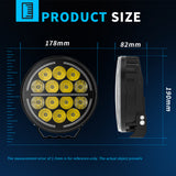 7.01 Inch Round LED Working Light + DRL 5 Lighting Mode 60W 9-30V IP67 Waterproof Dustproof Offroad Lamp, High Visibility White Light for Trailer RV Camper Van Outdoor Camping