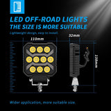 4.33 Inch Square LED Working Light DRL, 9-30V 17W IP67 Dustproof Waterproof Combo Beam Outdoor Work Lamp, Durable Aluminum Housing Offroad Lighting for Tractor Trailer Farm Machinery