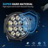 7.01 Inch Round LED Working Light + DRL 5 Lighting Mode 60W 9-30V IP67 Waterproof Dustproof Offroad Lamp, High Visibility White Light for Trailer RV Camper Van Outdoor Camping