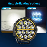7.01 Inch Round LED Working Light + DRL 5 Lighting Mode 60W 9-30V IP67 Waterproof Dustproof Offroad Lamp, High Visibility White Light for Trailer RV Camper Van Outdoor Camping