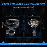Super Bright LED Motorcycle Spotlight, Dual Color White+Amber Yellow IP67 Waterproof, Spot Beam 15W 1500LM, 9-30V Wide Voltage, Dual Light Modes, Fit for ATV UTV Truck Motorbike