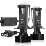 H4 LED Projector Headlight Bulb 6000K White Super Bright 90W 12000LM Mini Lens Design Plug & Play for Cars Trucks SUVs