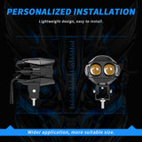 LED Motorcycle Spotlight IP67 Waterproof, 9-30V 24W 2400LM Dual Color White + Amber Yellow, Aluminum Housing, Heat Dissipation, Auxiliary Light for Night Riding
