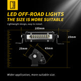 4.13 Inch Single Row Off Road Bar, IP65 Waterproof Slim LED Light Bar, 12V 9W 9000LM Flood Beam, No Fan Design for Truck ATV 4X4 Jeep Off-Road Roof & Bumper Mount