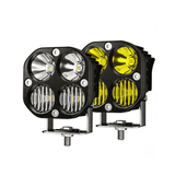LED Motorcycle Spotlight IP67 Waterproof, 19W 1900LM 9-30V Fit, White/Yellow Dual Beam, Dustproof Shockproof, Off-Road Essential