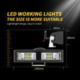 5.91 Inch LED Off Road Bar 48W 1200LM, Flood Beam, IP67 Waterproof, 9-30V for Heavy Duty Truck, Off Road Mine Construction Site