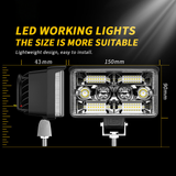 5.91 Inch Rectangle LED Working Light Dual Color White+Yellow, 9-30V DC 130W 12000LM Universal Wide Voltage, IP67 Waterproof Dustproof Anti-Vibration, Long Strip Rectangle Flood Lamp for Off-Road Truck Trailer Construction Vehicle