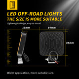 IP67 Waterproof LED Working Light, 6000K Pure White, 12V 48W 16 LED, for Construction Vehicle Farm Work Night Driving