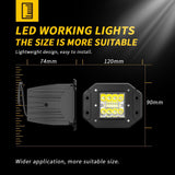 4.72 Inch LED Industrial Working Light, 16W 1600LM 9-30V Ultra Wide DC Voltage Range, IP67 Rustproof Waterproof Anti-Corrosion, Square Flood Light for Construction Machinery & Farm Vehicles