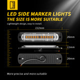 LED Truck Side Lights 12-24V IP67 Waterproof,  12 LED 16 Lighting Mode Strobe Flash Steady Lighting Easy Mount for Heavy Duty Trailer Van