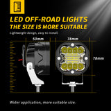 Super Bright 3.07 Inch Square LED Work Light IP67 Waterproof 9-30V DC  22W 6000K 3000LM Flood Beam for Offroad Truck Tractor ATV SUV Marine Boat Construction Light
