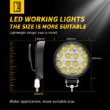 LED Work Light for Off Road, 42W 14 3030 SMD Spot Beam IP67 Waterproof, 6000K Pure White, 9-36V Wide Voltage, Durable Aluminum Alloy Housing