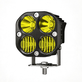 LED Motorcycle Spotlight IP67 Waterproof, 19W 1900LM 9-30V Fit, White/Yellow Dual Beam, Dustproof Shockproof, Off-Road Essential