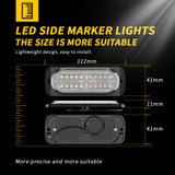 Universal LED Side Marker Clearance Light  12V-24V IPX-4 Steady Lighting Strobe Flash Waterproof for Truck Trailer Lorry Bus Camper, Surface Mount with Reflex Lens