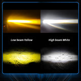 LED Motorcycle Spotlight IP67 Waterproof, 9-30V 24W 2400LM Dual Color White + Amber Yellow, Aluminum Housing, Heat Dissipation, Auxiliary Light for Night Riding
