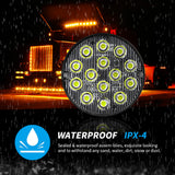 3.15 Inch Round LED Truck Side Marker Lights Emergency Warning Light, Steady Lighting + Strobe Flash14 LED 1000LM IPX-4 Waterproof, All-Weather for Van RV Semi Truck