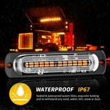 LED Truck Side Lights 12-24V IP67 Waterproof,  12 LED 16 Lighting Mode Strobe Flash Steady Lighting Easy Mount for Heavy Duty Trailer Van