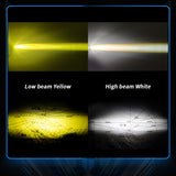 Super Bright LED Motorcycle Spotlight, Dual Color White+Amber Yellow IP67 Waterproof, Spot Beam 15W 1500LM, 9-30V Wide Voltage, Dual Light Modes, Fit for ATV UTV Truck Motorbike