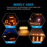 12-24V Universal LED Truck Side Marker Lights, 4 LED IPX-4 Waterproof Steady Strobe Flash, All-Weather Durable