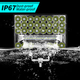 Square LED Working Light, 144W 7200LM, Spot Beam + Flood Beam IP67 Waterproof, 9-30V Wide Voltage, for Construction Vehicle Farm Work Night Driving, Long Lifespan 50,000H