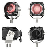 LED Motorcycle Spotlight IP67 Waterproof, 9-30V Universal, 20W 2000LM High/Low Beam, Dual Color White+Amber, Universal for Motorbike Scooter Off-Road Vehicles