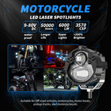 LED Motorcycle Spotlight, IP67 Waterproof, 24W 2400LM Spot Beam 9-30V Universal Fit, High Brightness , Anti-Glare for Motorbike ATV UTV Off-Road