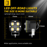 LED Motorcycle Spotlight, RGB Color IP67 Waterproof, 27W 2700LM 9-30V DC, Energy-Saving, Adjustable Bracket, Off-Road & Daily Use