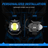 LED Motorcycle Spotlight IP67 Waterproof, 9-30V Universal, 15W 1500LM High/Low Beam, Dual Color White+Amber, Perfect for Night Riding Safety