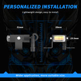 LED Motorcycle Spotlight 9-30V 8W 800LM, IP67 Waterproof Dustproof, Dual Color 6000K White + Amber Yellow Light, Adjustable Bracket for Off-Road Riding