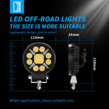 4.33 Inch Round LED Working Light DRL, 9-30V 21W IP67 Waterproof Low Profile Design, Combo Beam Offroad Working Lamp for Car Grille Bumper Mount 4X4 Vehicles