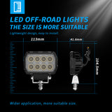 4.45 Inch LED Working Light, IP67 Waterproof Combo Beam 9-30V 30W 3000LM Anti-Vibration Offroad Work Lamp for Pickup UTV RV Construction Vehicle Night Driving
