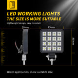 3.35 Inch Square LED Heavy Duty Work Light, 9-30V 11.6W Flood Beam, IP67 Shockproof Fully Sealed, High Lumen Square Driving Lamp for Excavator Tractor 4x4 Vehicles