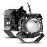 LED Motorcycle Spotlight IP67 Waterproof, 9-30V Universal, 15W 1500LM High/Low Beam, Dual Color White+Amber, Perfect for Night Riding Safety
