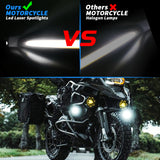 LED Motorcycle Spotlight 9-30V 8W 800LM, IP67 Waterproof Dustproof, Dual Color 6000K White + Amber Yellow Light, Adjustable Bracket for Off-Road Riding