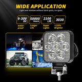 2.5Inch LED Work Light 21W, 8400LM 6000K White, IP67 Waterproof 9-30V, for Off Road Jeep Tractor Boat, Shockproof Dustproof
