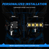 LED Motorcycle Spotlight Set IP67 Waterproof, 24W 2400LM 9-30V Universal, High/Low Beam Dual Color White/Amber Yellow,  Easy Installation for All Motorcycles