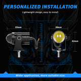 High Power LED Motorcycle Spotlight, IP67 Waterproof, 15W 1500LM 9-30V DC, Dual Color White/Yellow Spot Beam, Easy Installation for All Motorcycles